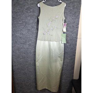 Arianna Rachel Kaye Dress Womens 8 2 Piece Set Maxi Floral Embroidered Made USA